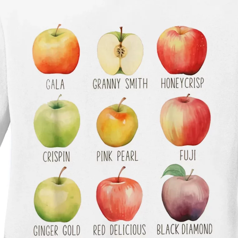 Fall Apple Picking Apple Orchard Boho Farm Fesh Ladies Long Sleeve Shirt