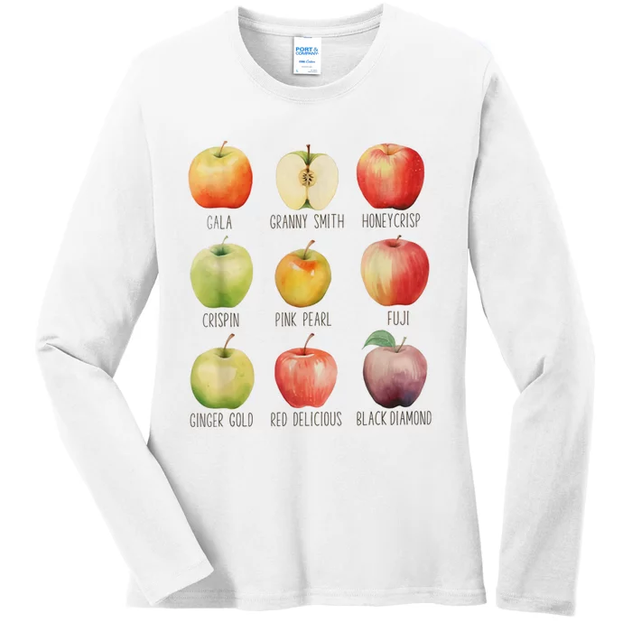 Fall Apple Picking Apple Orchard Boho Farm Fesh Ladies Long Sleeve Shirt