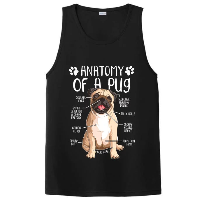 Funny Anatomy Pug Dog Pug Lover Performance Tank