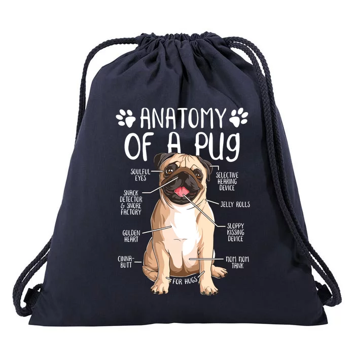 Funny Anatomy Pug Dog Pug Lover Drawstring Bag