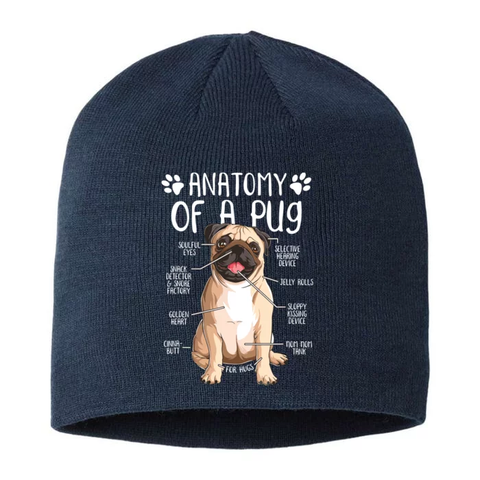 Funny Anatomy Pug Dog Pug Lover 8 1/2in Sustainable Knit Beanie