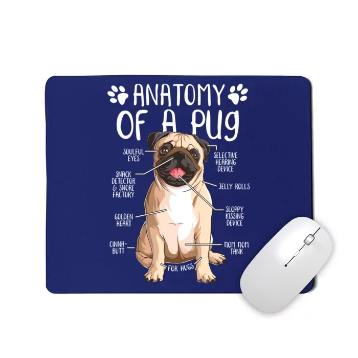 Funny Anatomy Pug Dog Pug Lover Mousepad