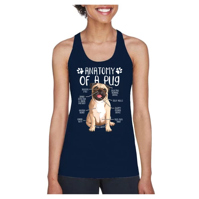 Funny Anatomy Pug Dog Pug Lover Women's Racerback Tank