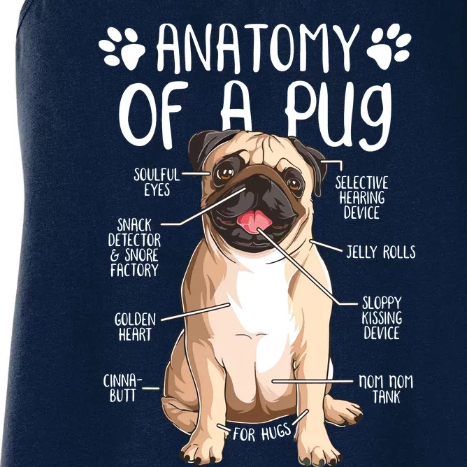 Funny Anatomy Pug Dog Pug Lover Women's Racerback Tank