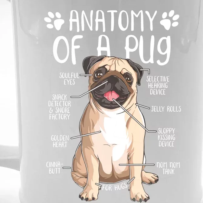 Funny Anatomy Pug Dog Pug Lover Front & Back Beer Stein