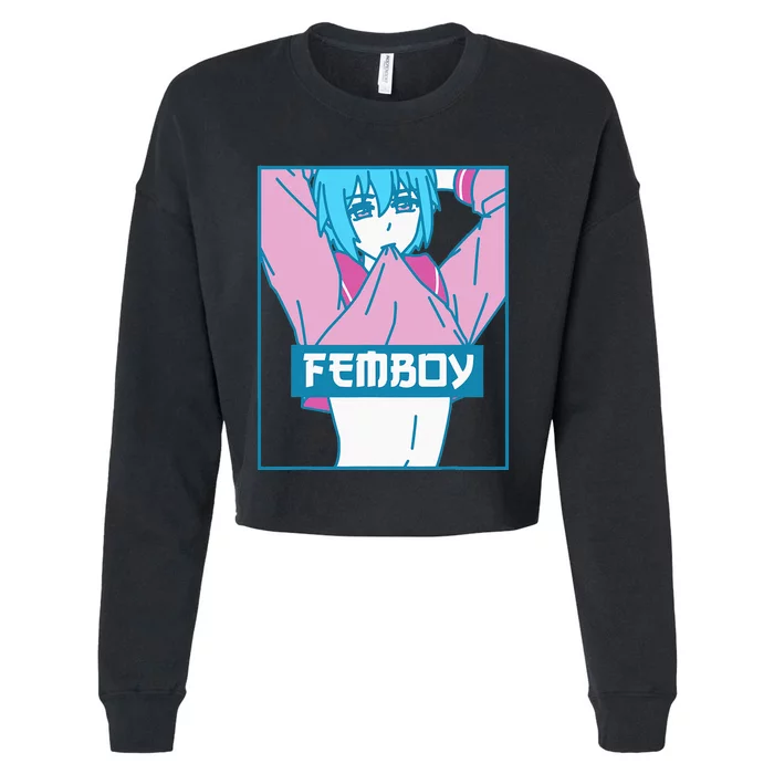 Femboy Aesthetic Pastel Yaoi Anime Boy Crossdressing Cropped Pullover Crew