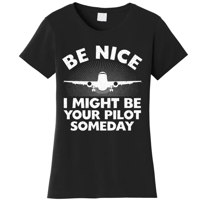 Funny Airline Pilot Art For Men Women Aviation Future Pilot Women's T-Shirt