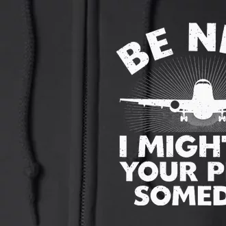 Funny Airline Pilot Art For Men Women Aviation Future Pilot Full Zip Hoodie