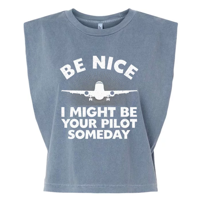 Funny Airline Pilot Art For Men Women Aviation Future Pilot Garment-Dyed Women's Muscle Tee