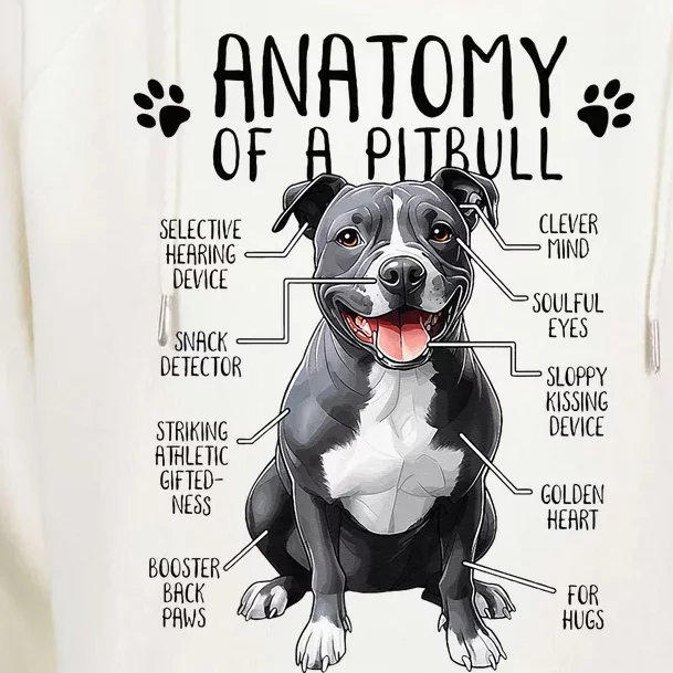 Funny Anatomy Pitbull Dog Cute Pittie Lover Pit Bull Owner Womens Funnel Neck Pullover Hood