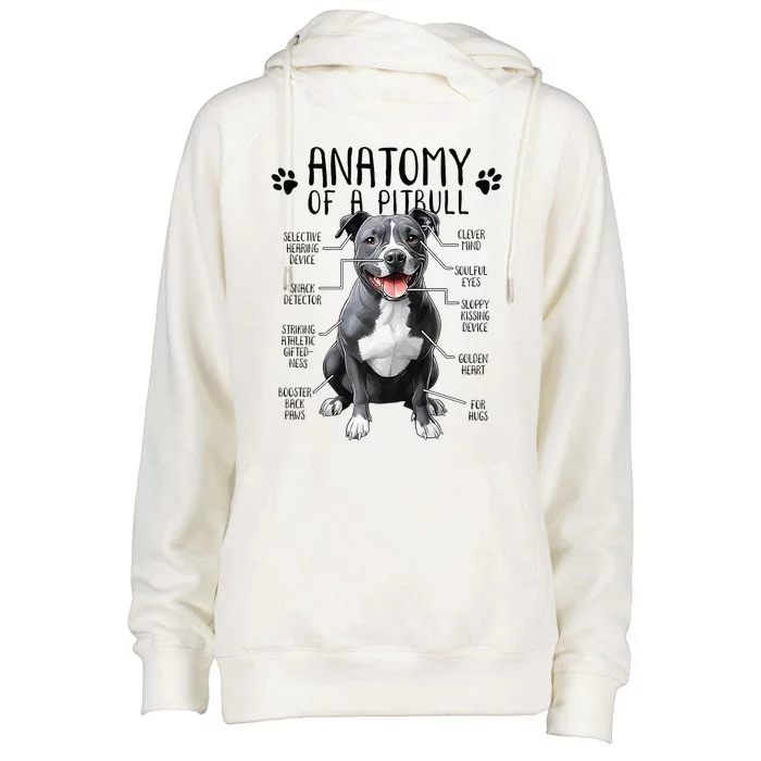 Funny Anatomy Pitbull Dog Cute Pittie Lover Pit Bull Owner Womens Funnel Neck Pullover Hood