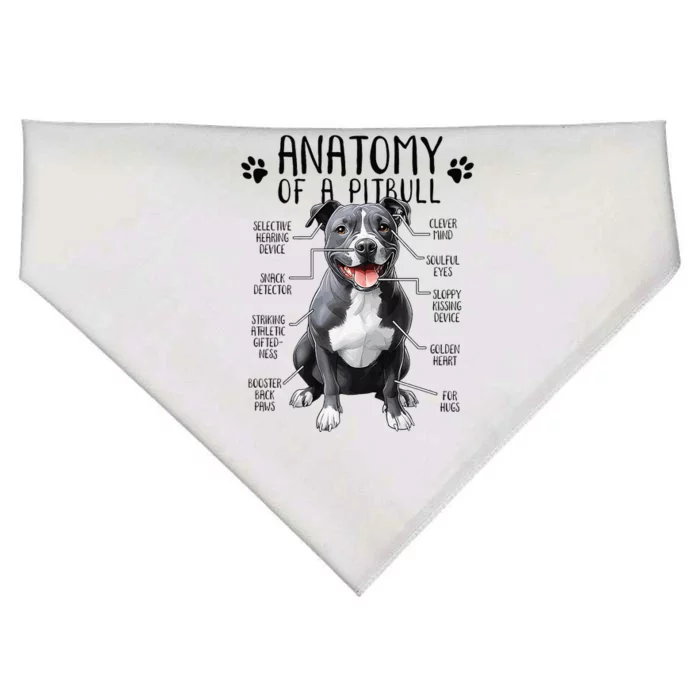 Funny Anatomy Pitbull Dog Cute Pittie Lover Pit Bull Owner USA-Made Doggie Bandana