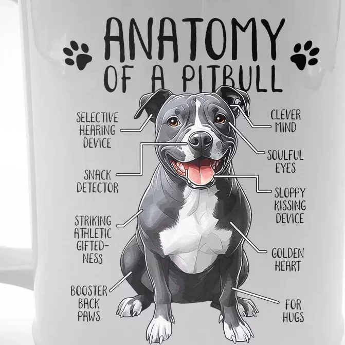 Funny Anatomy Pitbull Dog Cute Pittie Lover Pit Bull Owner Front & Back Beer Stein