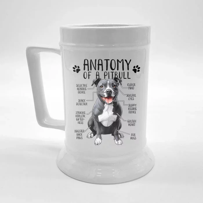 Funny Anatomy Pitbull Dog Cute Pittie Lover Pit Bull Owner Front & Back Beer Stein