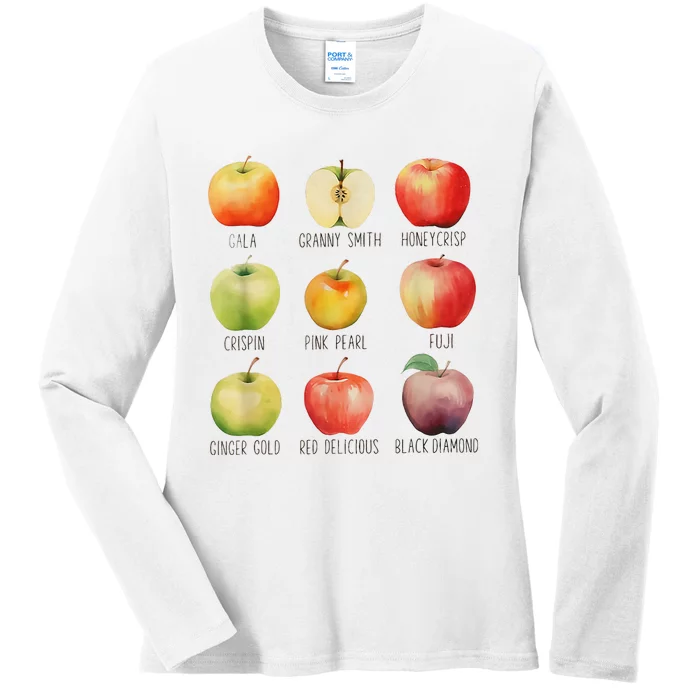 Fall Apple Picking Apple Orchard Boho Farm Fesh Ladies Long Sleeve Shirt