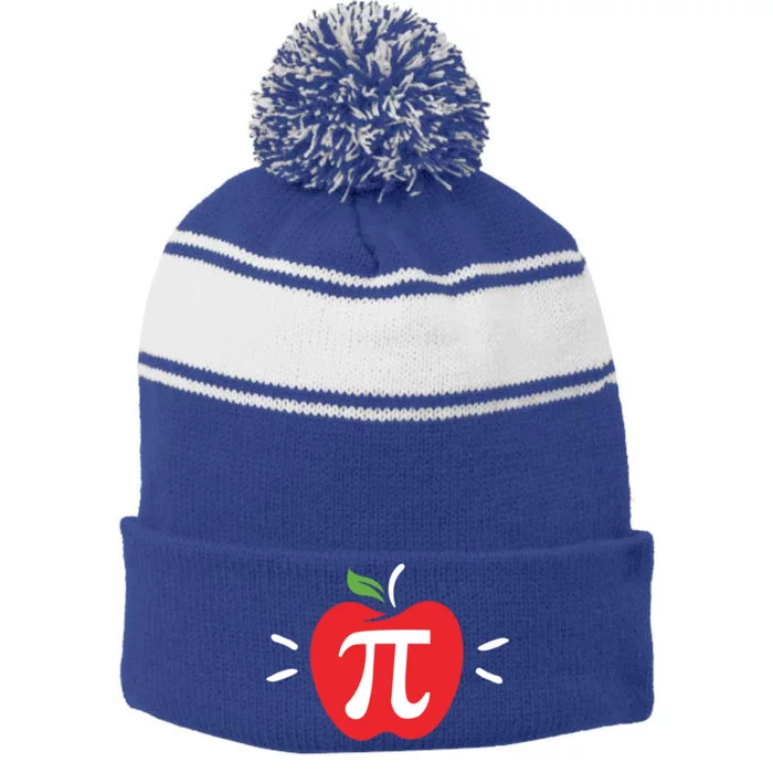 Funny Apple Pi Math Teacher Gift Meaningful Gift Apple Pie Food Pun Great Gift Stripe Pom Pom Beanie