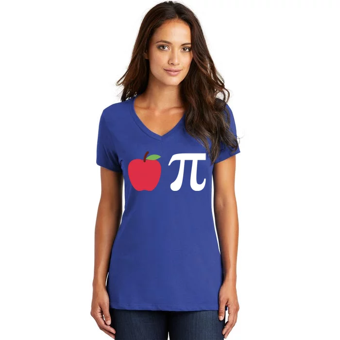 Funny Apple Pie Happy Pi Day Math Teacher Gift Women's V-Neck T-Shirt