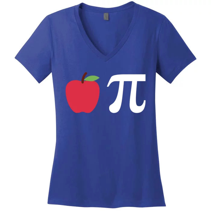 Funny Apple Pie Happy Pi Day Math Teacher Gift Women's V-Neck T-Shirt