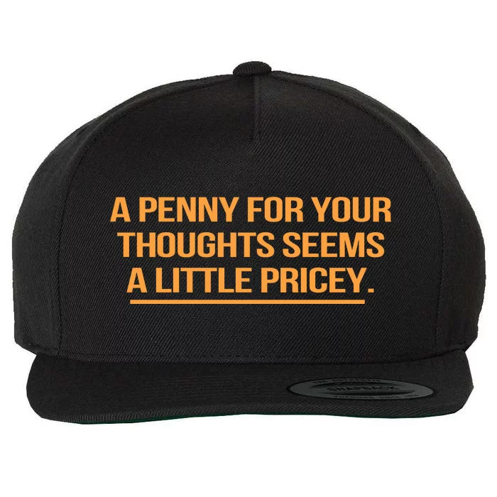 Funny A Penny For Your Thoughts Seems A Little Pricey Wool Snapback Cap