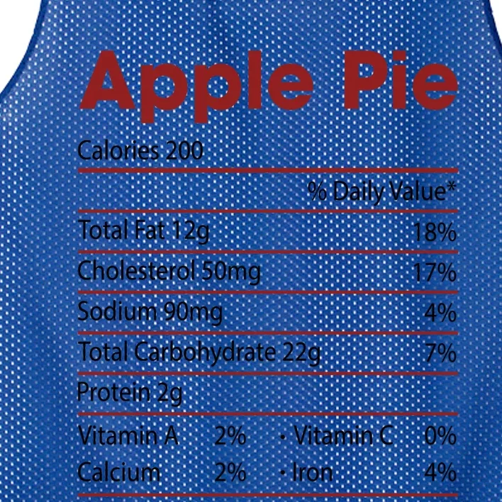 Funny Apple Pie Nutrition Facts Happy Thanksgiving Christmas Great Gift Mesh Reversible Basketball Jersey Tank