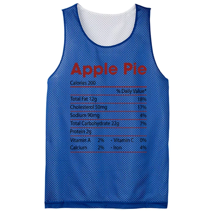 Funny Apple Pie Nutrition Facts Happy Thanksgiving Christmas Great Gift Mesh Reversible Basketball Jersey Tank