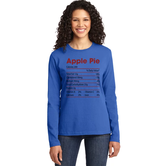 Funny Apple Pie Nutrition Facts Happy Thanksgiving Christmas Great Gift Ladies Long Sleeve Shirt