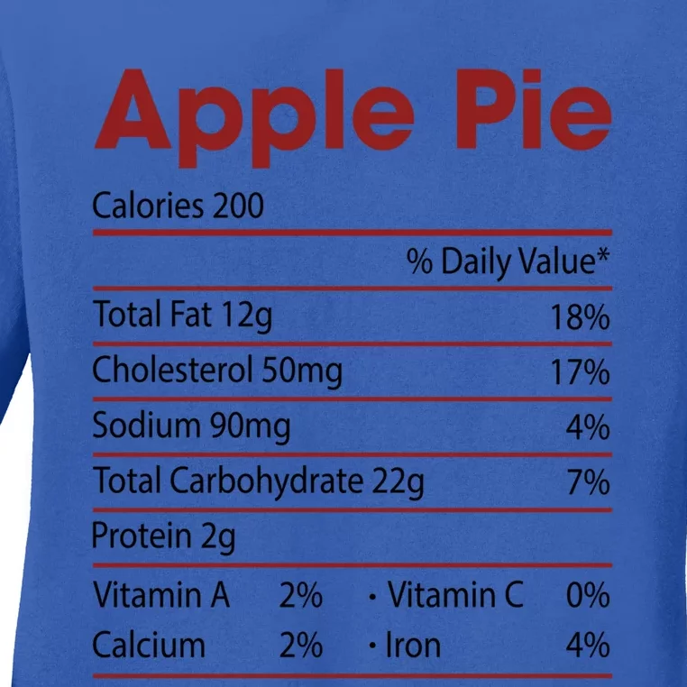 Funny Apple Pie Nutrition Facts Happy Thanksgiving Christmas Great Gift Ladies Long Sleeve Shirt