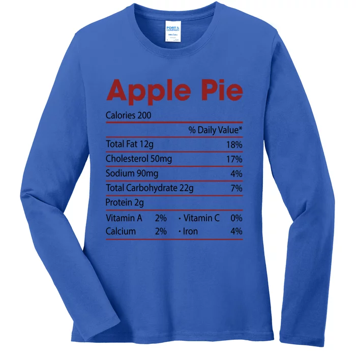 Funny Apple Pie Nutrition Facts Happy Thanksgiving Christmas Great Gift Ladies Long Sleeve Shirt