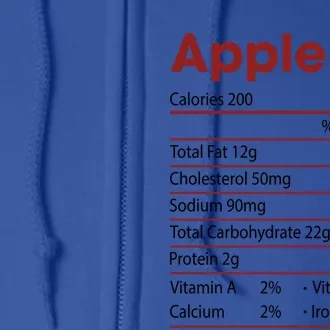 Funny Apple Pie Nutrition Facts Happy Thanksgiving Christmas Great Gift Full Zip Hoodie