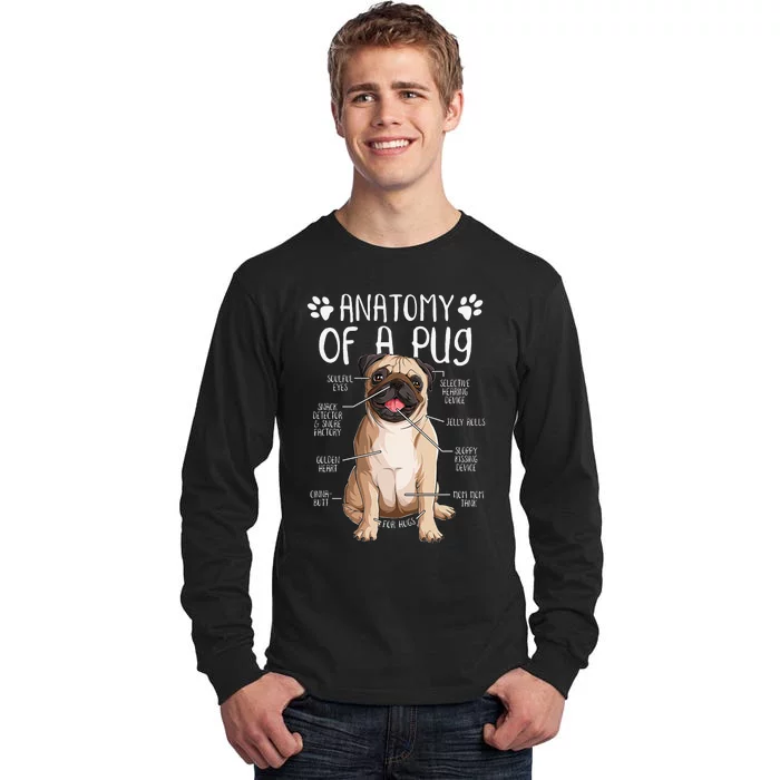 Funny Anatomy Pug Dog Pug Lover Tall Long Sleeve T-Shirt