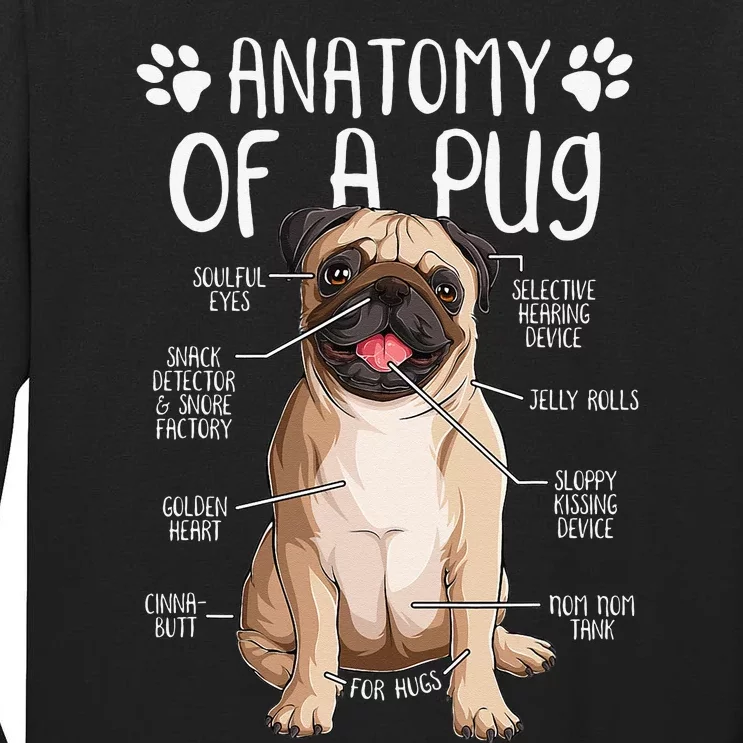 Funny Anatomy Pug Dog Pug Lover Tall Long Sleeve T-Shirt