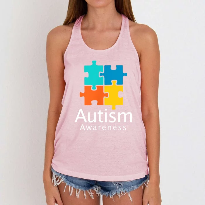 Funny Autism Puzzle Autism Awareness Gift Women's Knotted Racerback Tank