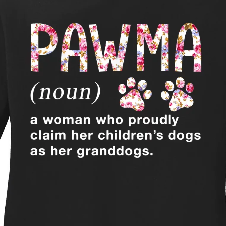 Floral Art Pawma Noun Definition Mama Grandma Dog Lovers TShirt Ladies Long Sleeve Shirt