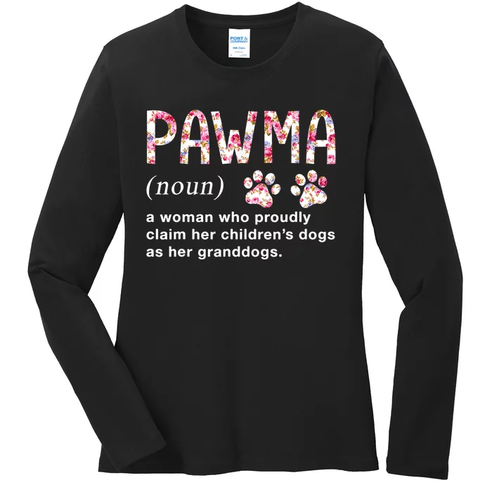 Floral Art Pawma Noun Definition Mama Grandma Dog Lovers TShirt Ladies Long Sleeve Shirt