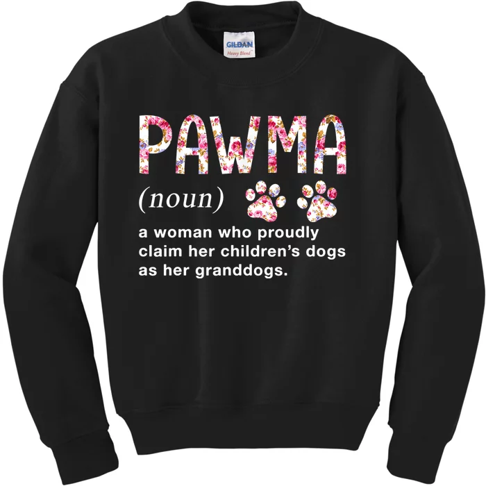 Floral Art Pawma Noun Definition Mama Grandma Dog Lovers TShirt Kids Sweatshirt