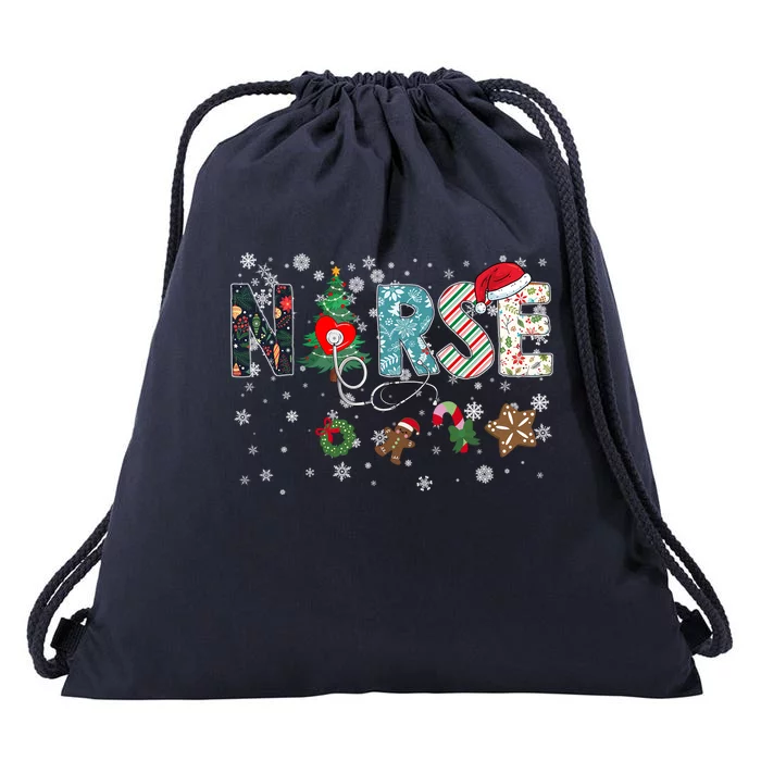 Festive And Proud: Nurse Rn Stethoscope Christmas Nurse Cute Gift Drawstring Bag