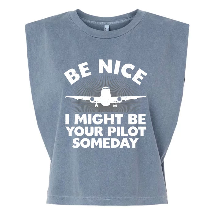 Funny Airline Pilot Art For Aviation Future Pilot Garment-Dyed Women's Muscle Tee