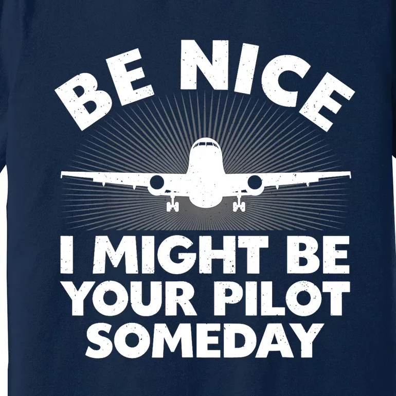 Funny Airline Pilot Art For Aviation Future Pilot Premium T-Shirt