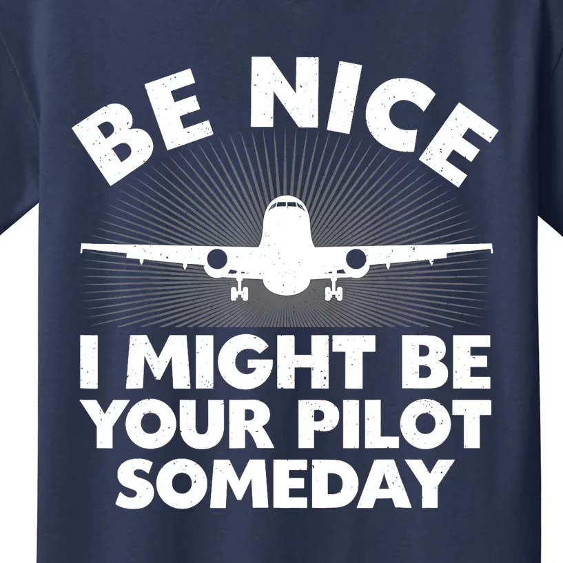 Funny Airline Pilot Art For Aviation Future Pilot Kids T-Shirt