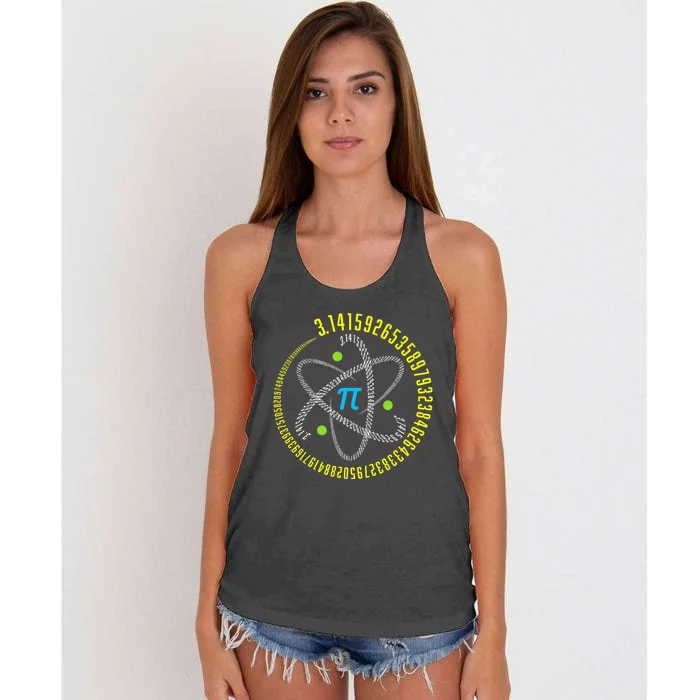 Funny Atom Pi Math Science STEM Gift 3.14 Pi Day Teacher Women's Knotted Racerback Tank