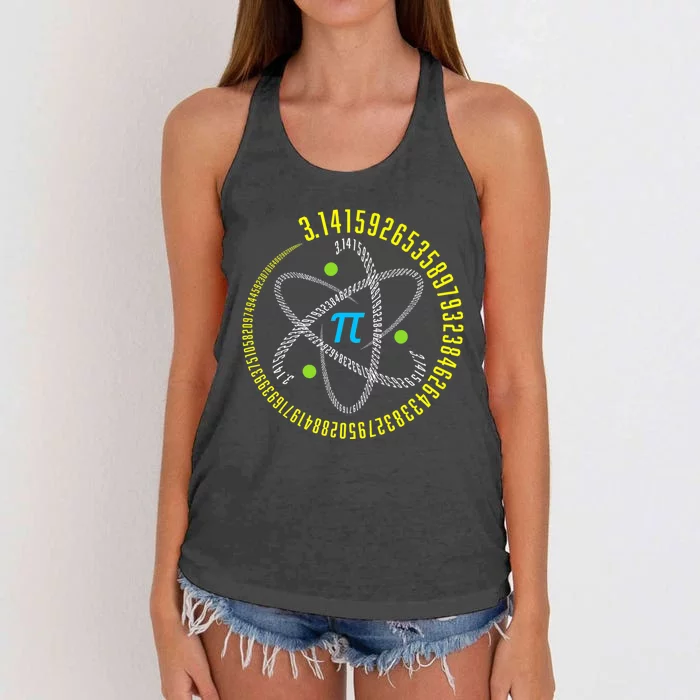 Funny Atom Pi Math Science STEM Gift 3.14 Pi Day Teacher Women's Knotted Racerback Tank