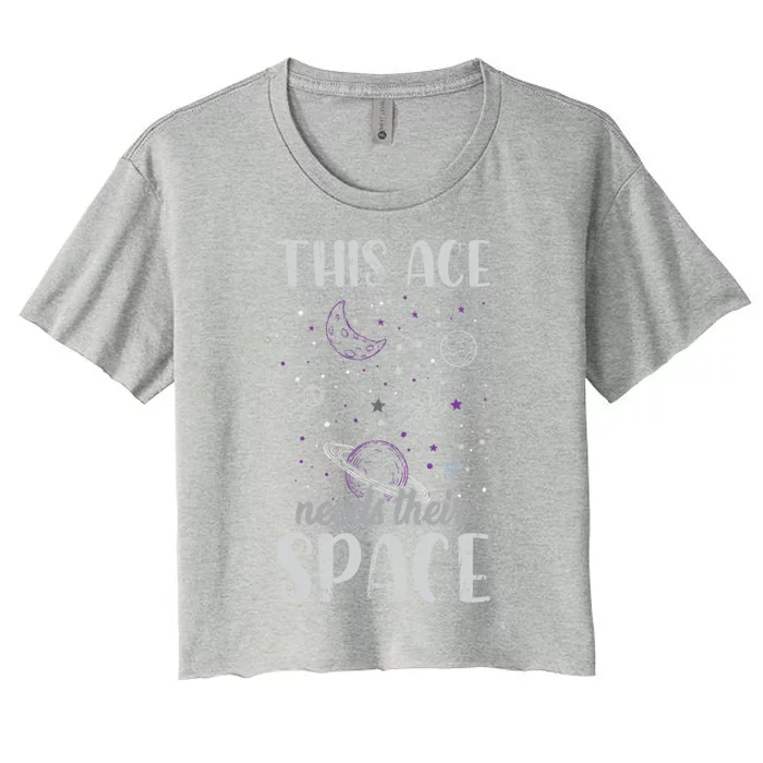 Funny Asexual Pride Outer Space Ace Asexuality Pride Asexual Funny Gift Women's Crop Top Tee