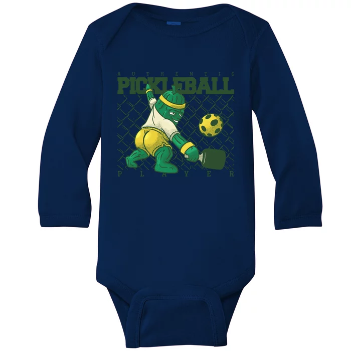 Funny Authentic Pickleball Sport Player Baby Long Sleeve Bodysuit