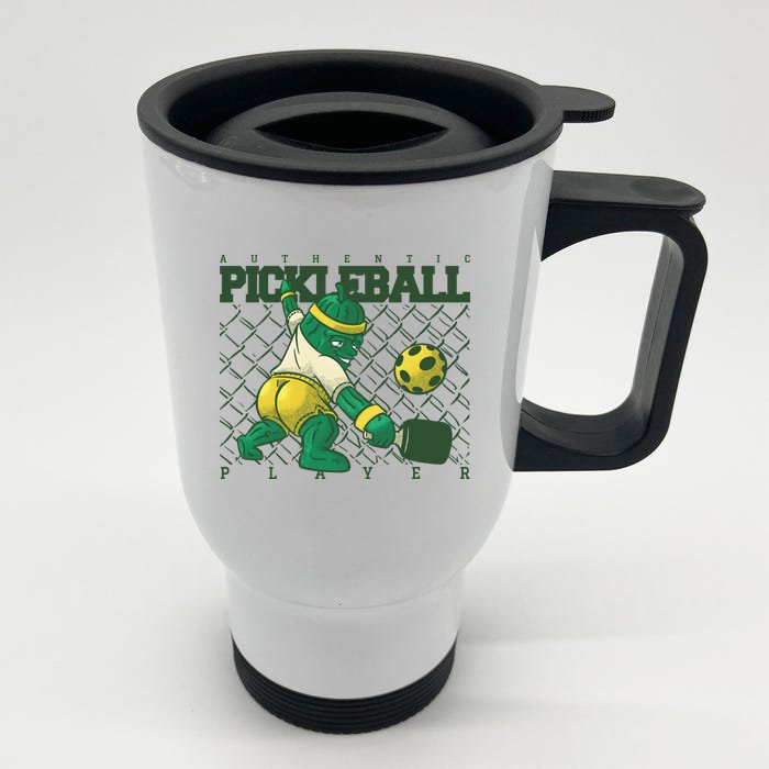 Funny Authentic Pickleball Sport Player Front & Back Stainless Steel Travel Mug