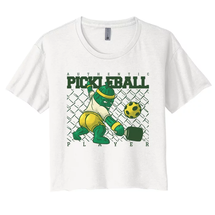 Funny Authentic Pickleball Sport Player Women's Crop Top Tee