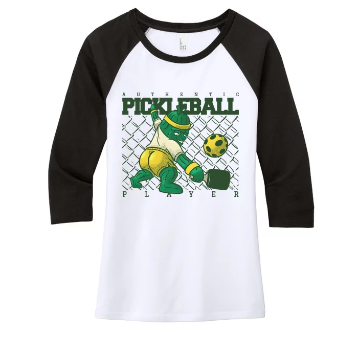 Funny Authentic Pickleball Sport Player Women's Tri-Blend 3/4-Sleeve Raglan Shirt