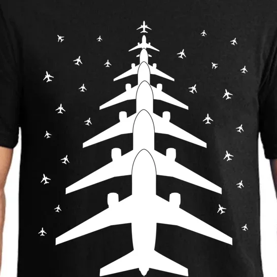 Funny Airplane Pilot Christmas Tree For Flying Aviatior Gift Pajama Set