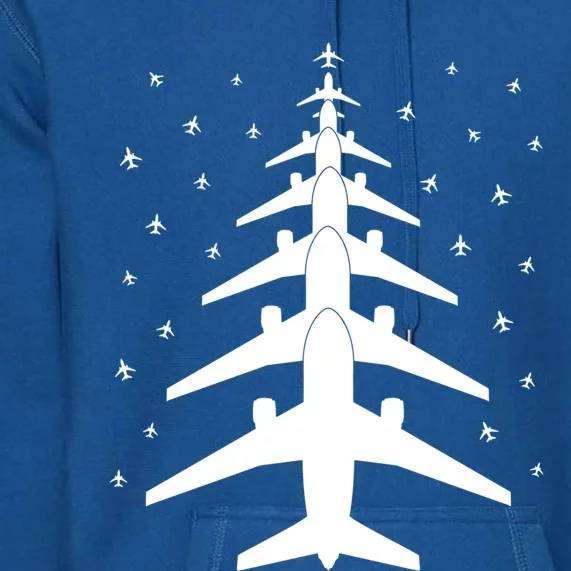 Funny Airplane Pilot Christmas Tree For Flying Aviatior Gift Premium Hoodie