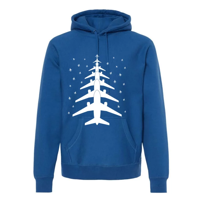 Funny Airplane Pilot Christmas Tree For Flying Aviatior Gift Premium Hoodie