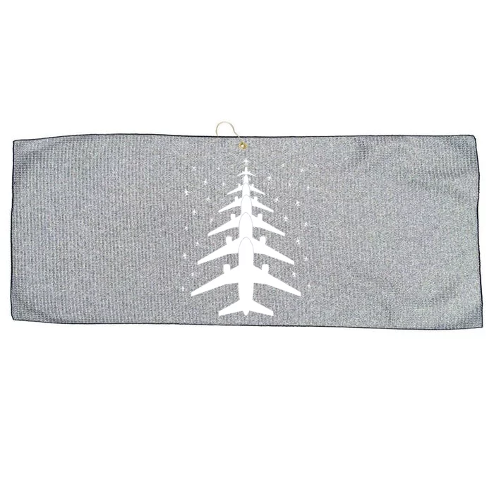 Funny Airplane Pilot Christmas Tree For Flying Aviatior Gift Large Microfiber Waffle Golf Towel